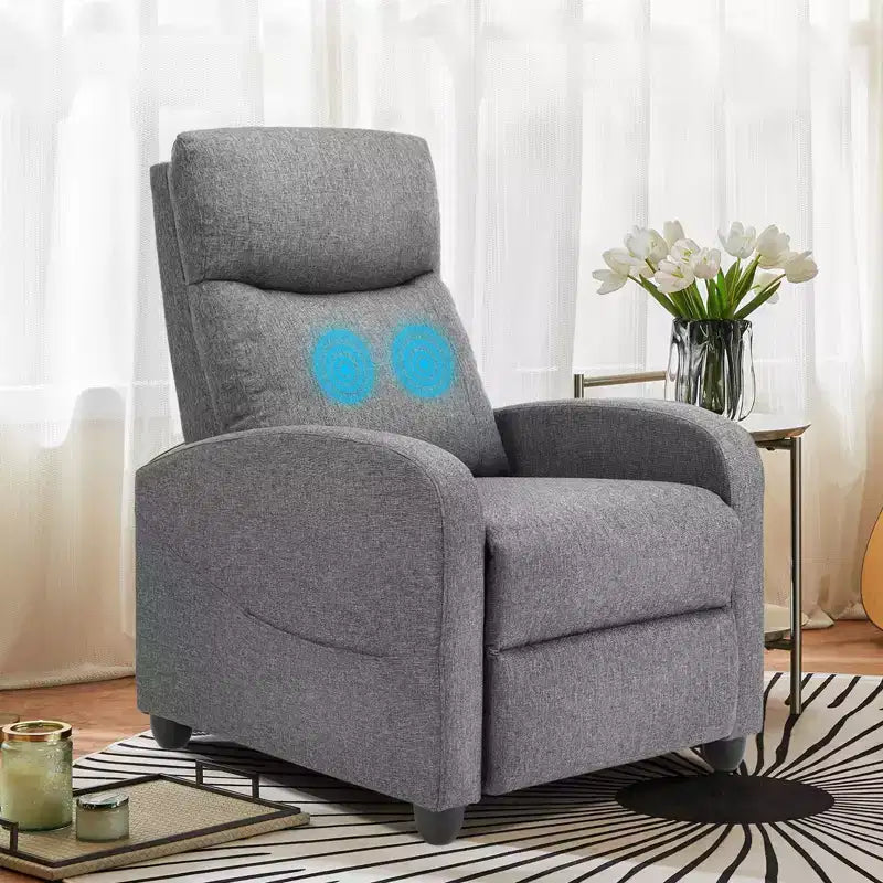 JIONJOY Wall-Hugger Massage Recliner Chair, Adjustable PU Leather Home Theater Recliner with Lumbar Massage, Quiet Motor
