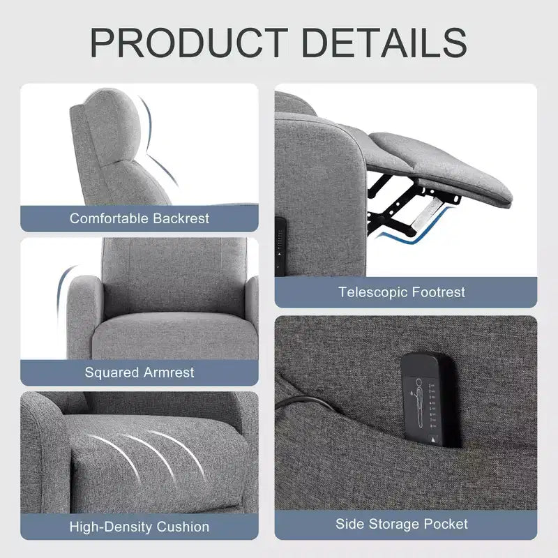 JIONJOY Wall-Hugger Massage Recliner Chair, Adjustable PU Leather Home Theater Recliner with Lumbar Massage, Quiet Motor