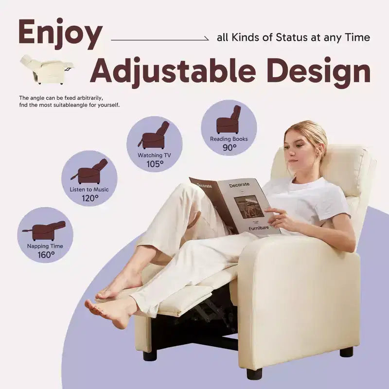 JIONJOY Wall-Hugger Massage Recliner Chair, Adjustable PU Leather Home Theater Recliner with Lumbar Massage, Quiet Motor