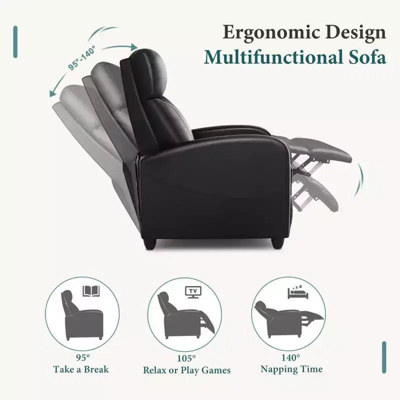 JIONJOY Wall-Hugger Massage Recliner Chair, Adjustable PU Leather Home Theater Recliner with Lumbar Massage, Quiet Motor