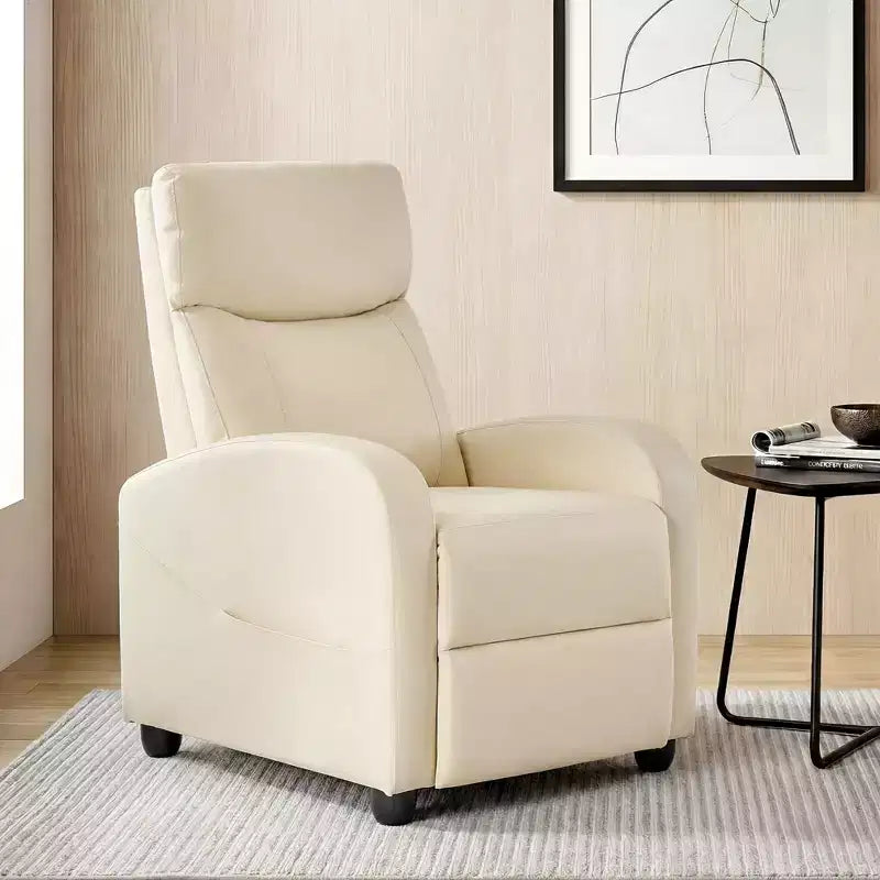 JIONJOY Wall-Hugger Massage Recliner Chair, Adjustable PU Leather Home Theater Recliner with Lumbar Massage, Quiet Motor