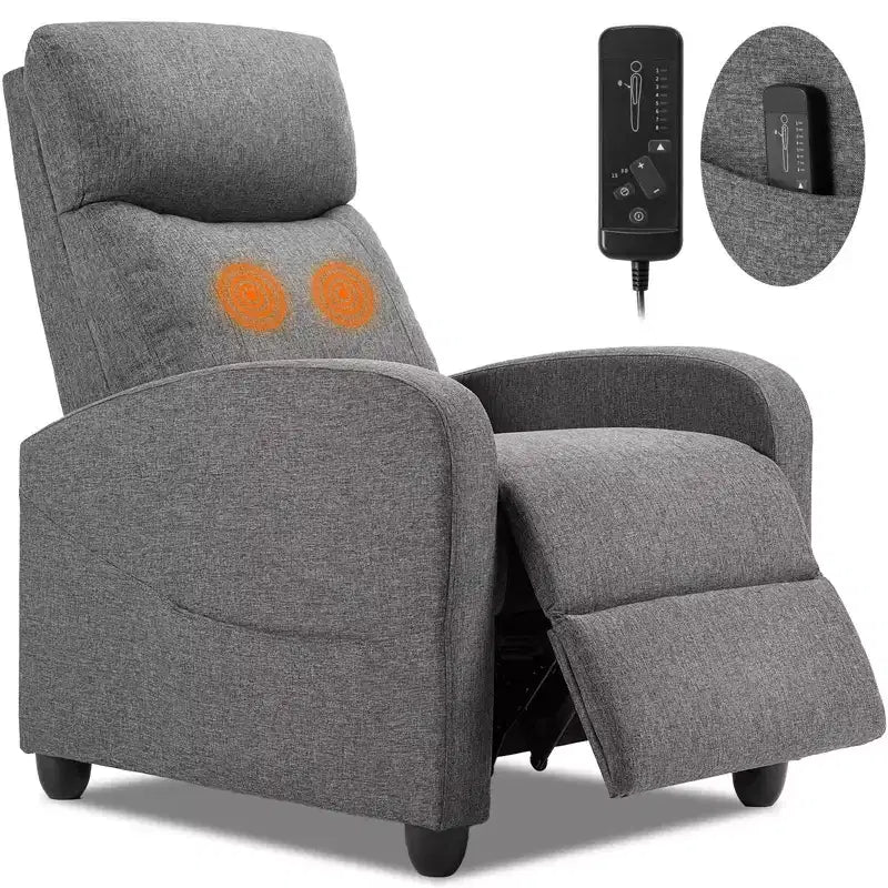 Sillón reclinable de masaje JIONJOY que ahorra espacio, sillón reclinable ajustable de cuero PU para cine en casa con masaje lumbar, motor silencioso