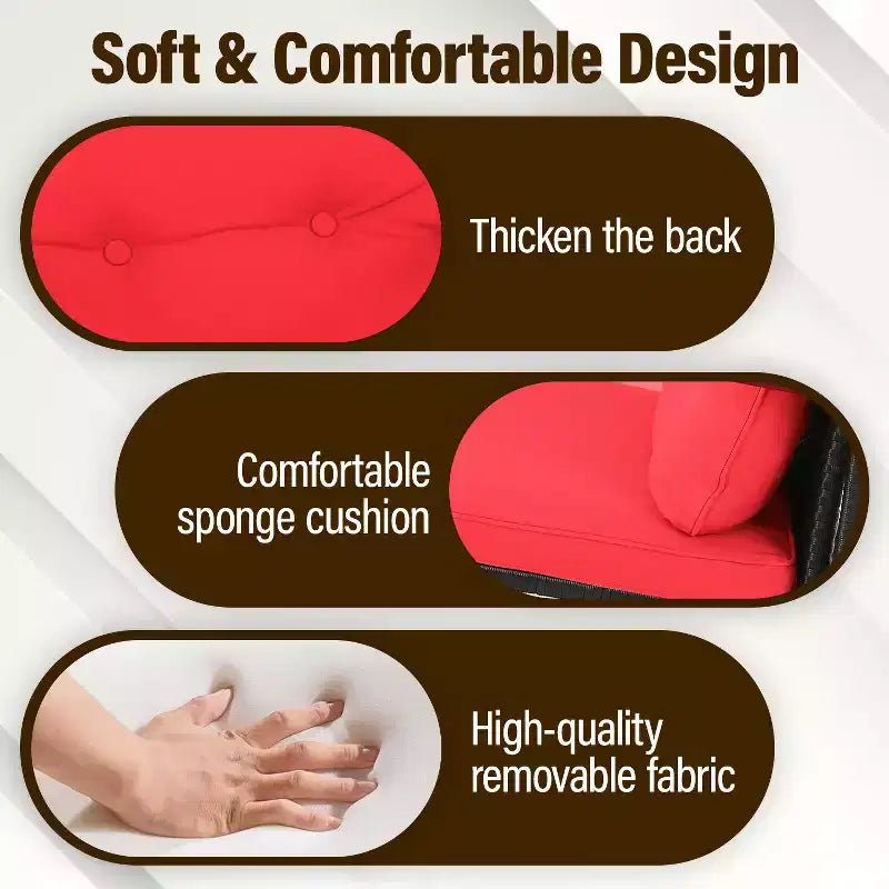 FDW Juego de Muebles de Patio de 3 Piezas, Sillas Mecedoras de Exterior, Conjuntos de Bistró, Silla de Ratán para Todo Clima con Cojines y Mesa de Centro con Tapa de Cristal