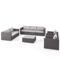 Christopher Knight Home Chloe Outdoor Wicker 7 Seater Sofa Chat Set with Cushions, Gray/Light Gray