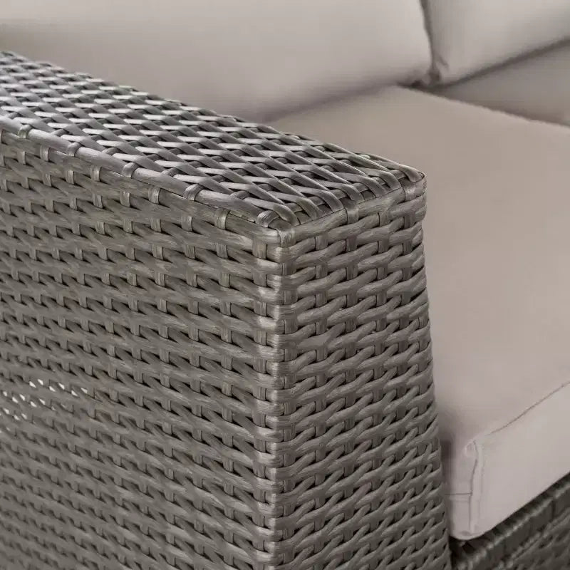 Juego de conversación de sofá de 7 plazas de mimbre para exterior Chloe de Christopher Knight Home con cojines, gris/gris claro