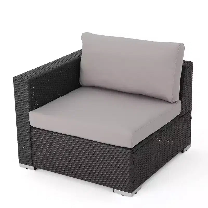 Juego de conversación de sofá de 7 plazas de mimbre para exterior Chloe de Christopher Knight Home con cojines, gris/gris claro