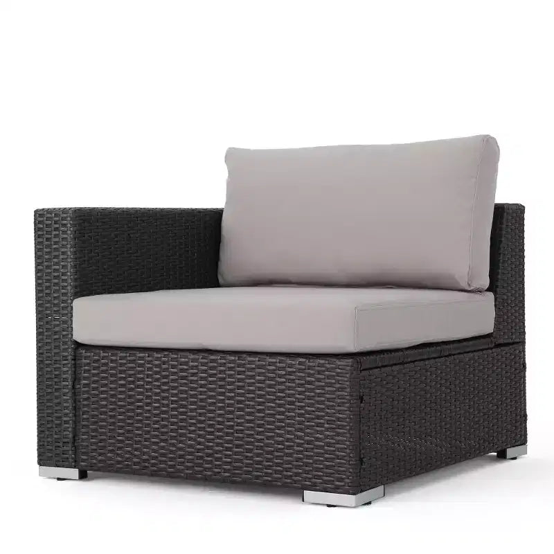 Juego de conversación de sofá de 7 plazas de mimbre para exterior Chloe de Christopher Knight Home con cojines, gris/gris claro
