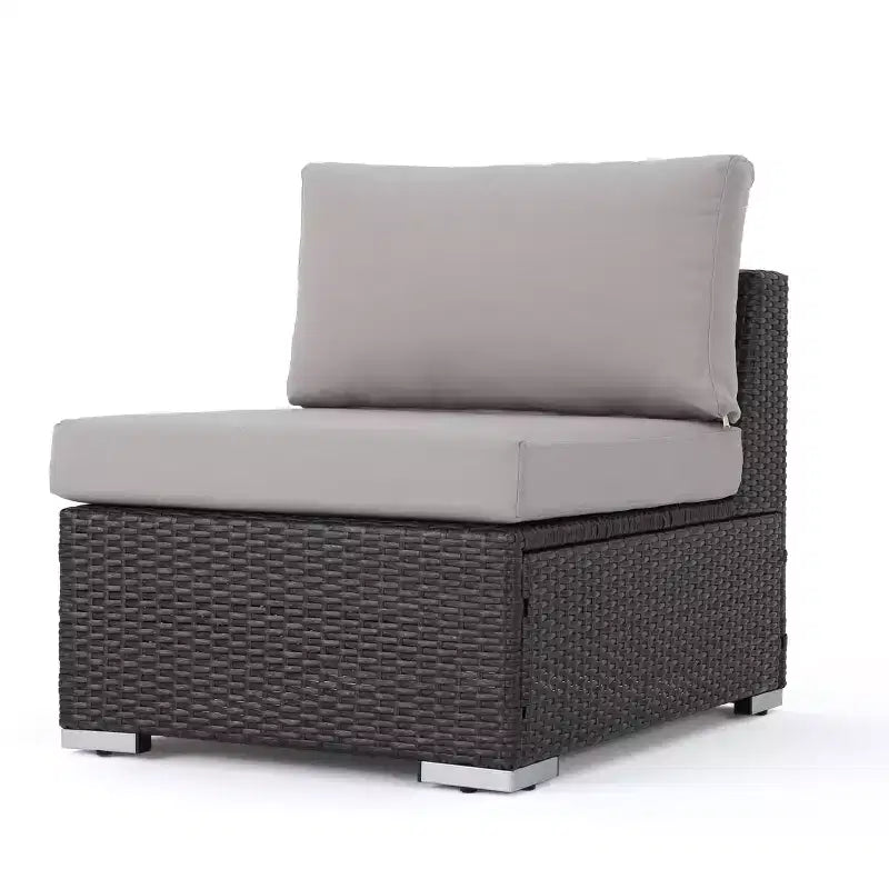 Juego de conversación de sofá de 7 plazas de mimbre para exterior Chloe de Christopher Knight Home con cojines, gris/gris claro