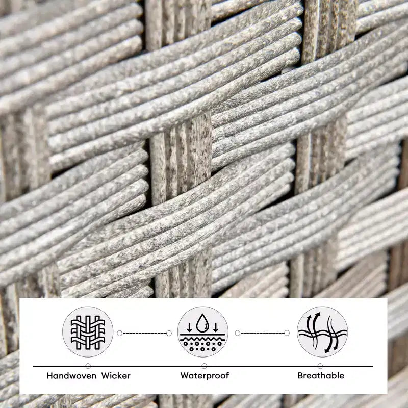 Juego de Muebles de Patio para Exterior de Mimbre Marlton de 8 Piezas con Sofá Seccional de Conversación, Sillón Giratorio y Cojines