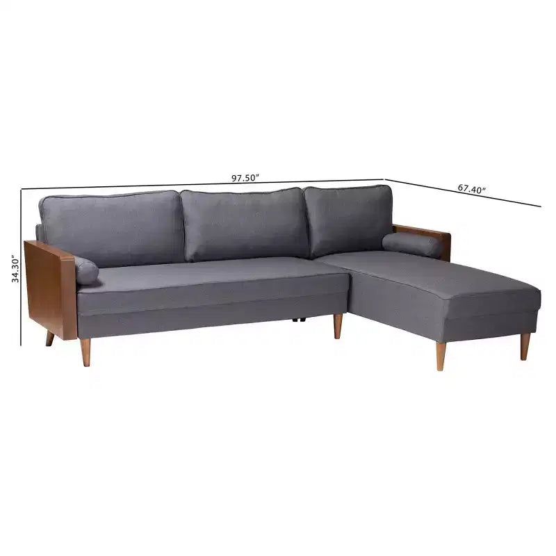 Baxton Studio Harleson Fabric and Wood Right Facing Sectional Sofa