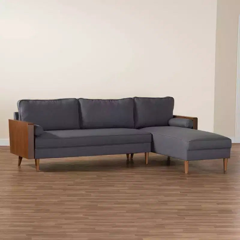 Baxton Studio Harleson Fabric and Wood Right Facing Sectional Sofa