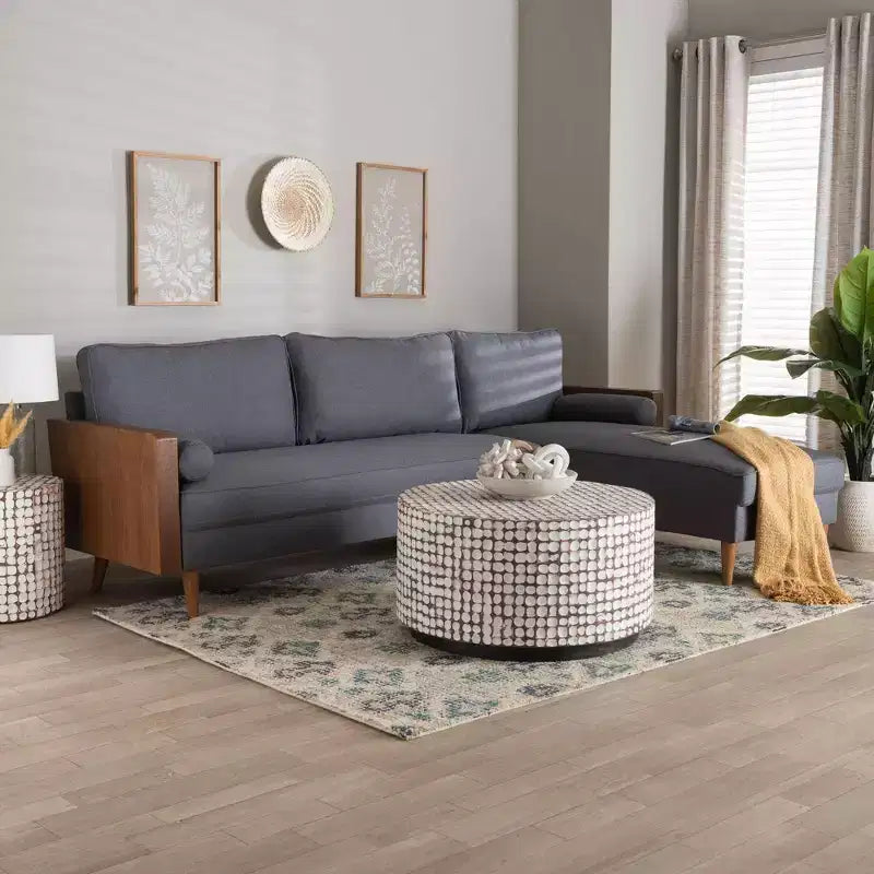 Baxton Studio Harleson Fabric and Wood Right Facing Sectional Sofa