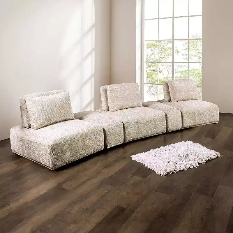 HOMES: Inside + Out 5pc Povoa 159" Modular Curved Sectional Sofa Modern Chenille with Extendable Backrest